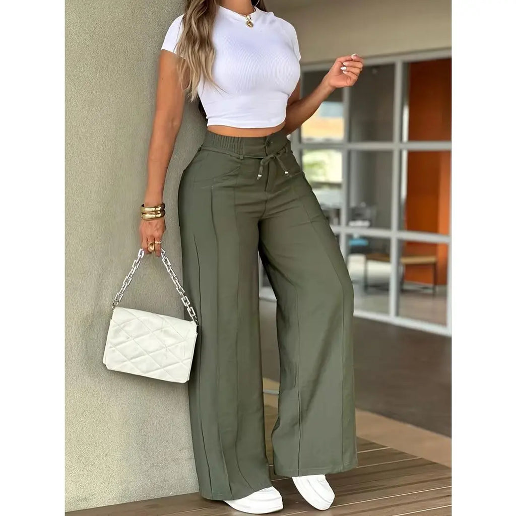 Women's Wide Leg Pants, Womenswear, Trouser, Vertical Line Pleated Design