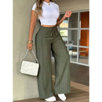 Women's Wide Leg Pants, Womenswear, Trouser, Vertical Line Pleated Design