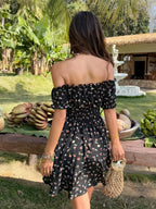 Women's Floral Print Off Shoulder Dress