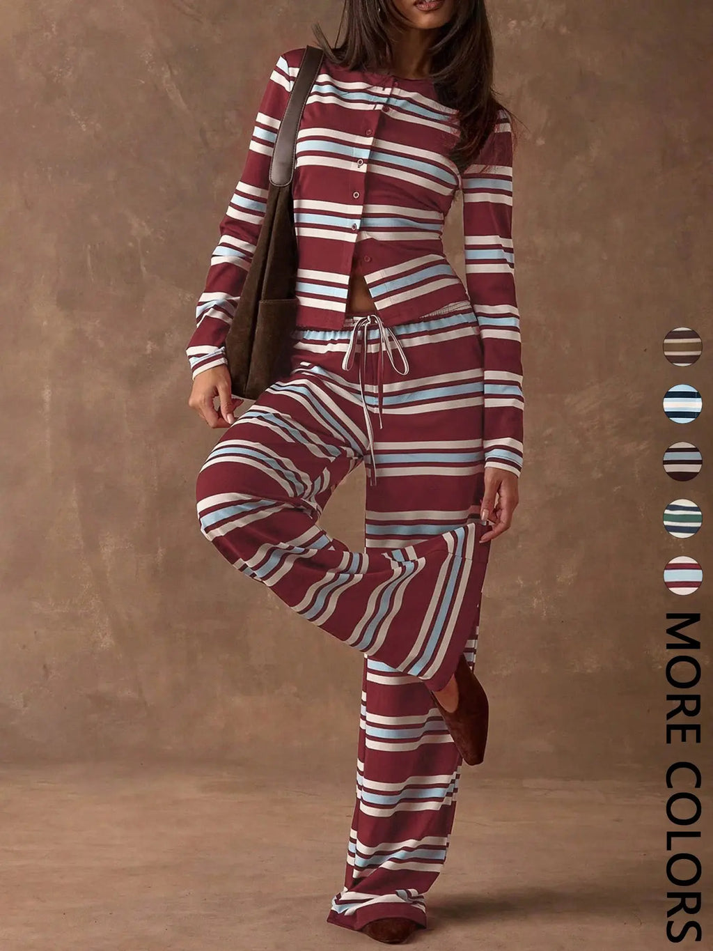 Women's Striped Knit Two-Piece Set