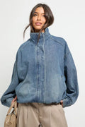 Denim Oversized Bomber Jacket