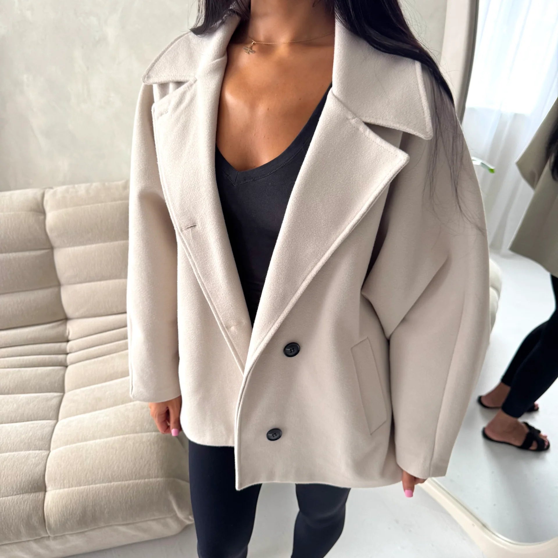 Ladies Collar Batwing Pocket Lined Jacket