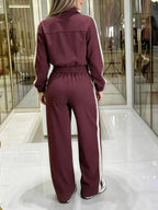 Women's Two-Piece Set, Summer Matching Sets, Short Zipper Jacket and High Waist Pants