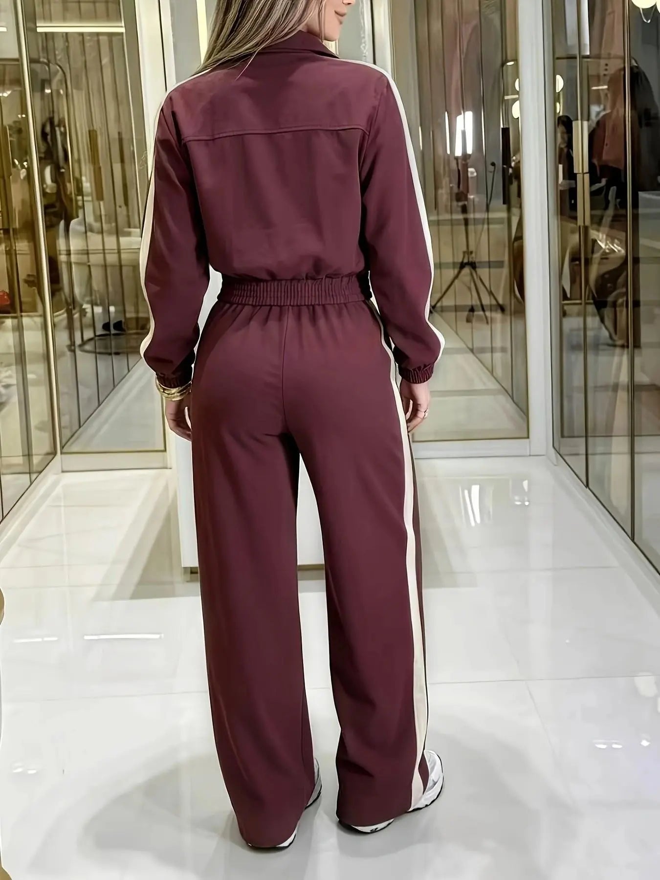 Women's Two-Piece Set, Summer Matching Sets, Short Zipper Jacket and High Waist Pants