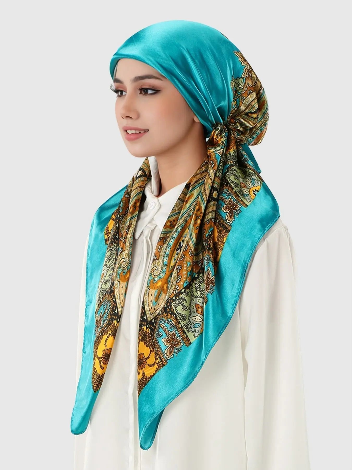 Elegant Satin Hijab Scarf, Soft Breathable Fabric, Easy Sweat Absorption, Perfect for Daily Wear, Elastic Fit Design, Head Scarf