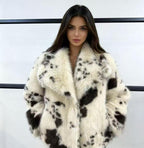 Women's Solid Color Faux Fur Fuzzy Jacket, Casual Long Sleeve Collared Fuzzy Coat for Fall & Winter, Women's Clothing for Daily Wear, Cute Tops