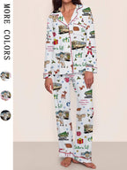 [Christmas Pajamas]Women's Christmas Pajama Set, Elegant Long Sleeve Top & Pants, Comfortable Home Wear, Fall Winter, Cute Holiday Gift Idea,christmas movie,Pajama Day,Pajama Party,christmas Vacation,EIF,Clark Christmas, Loungewear
