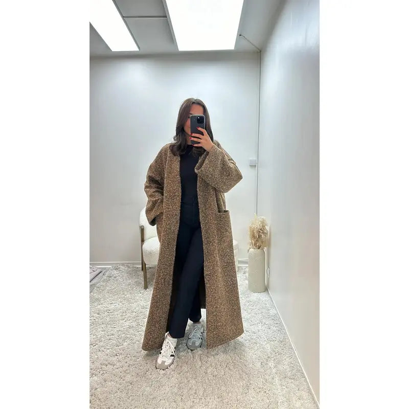 Oversized Coat Straight Fit with Two Pockets for Women