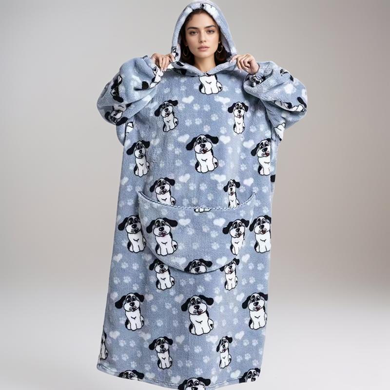Oversized Blanket Hoodie, Cozy Fleece Hoodie, Long Hoodie Blanket Sweatshirt as Gifts, Long Wearable Blanket with Sleeves & Giant Pockets, Machine Washable Adult One-Piece Sleepwear