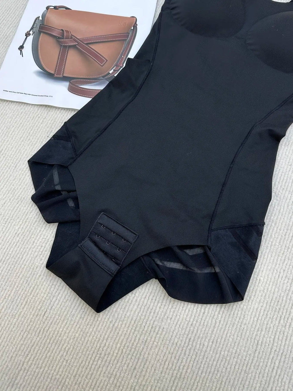 Women's Adjustable Spaghetti Strap Backless Padded Shapewear Bodysuit, Summer Clothes Women, Knitted Solid Ruched Seamless Wireless Basic Bodysuit for Summer, Women's Shapewear for Everyday Wear