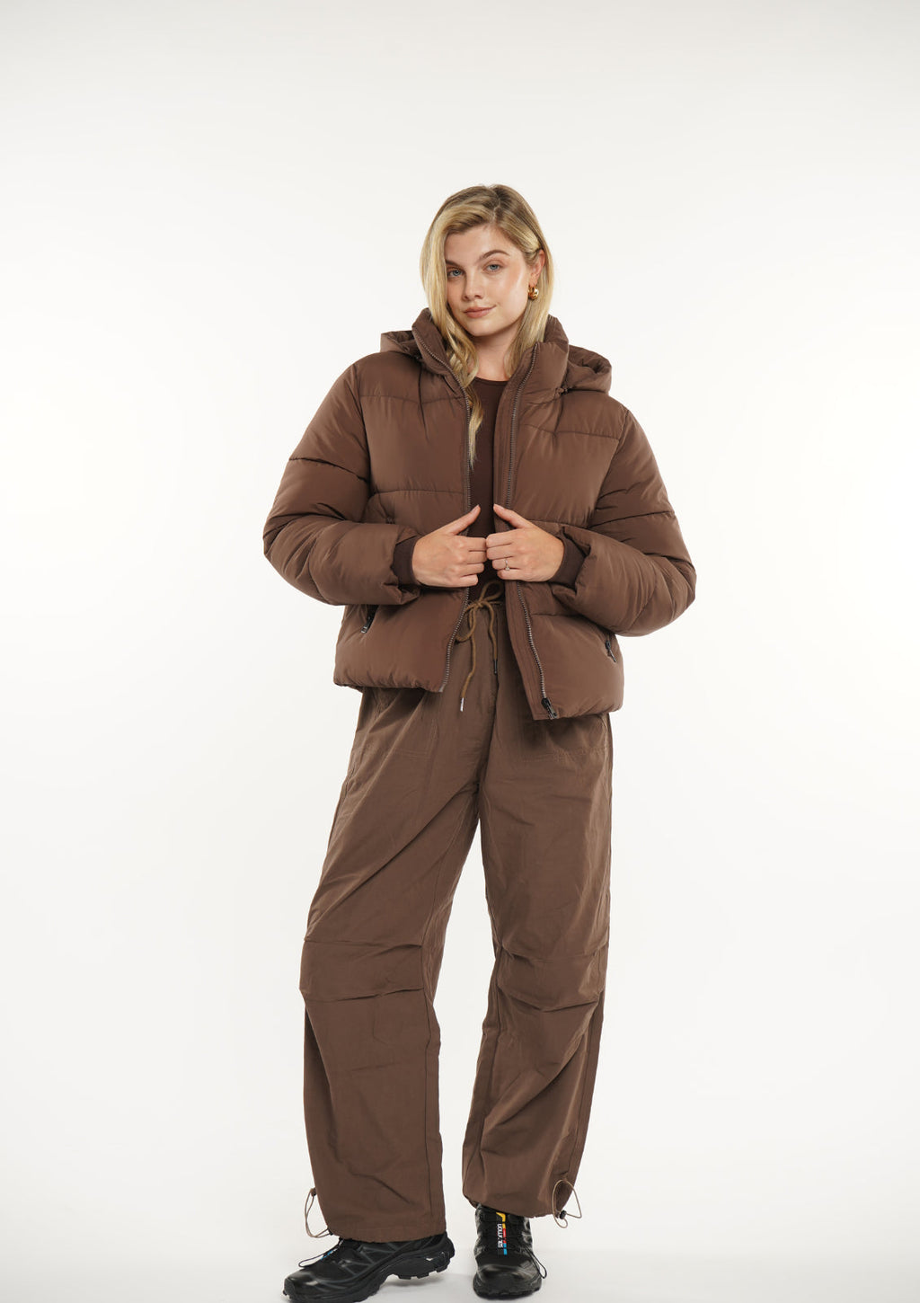 Detachable hooded down jacket
