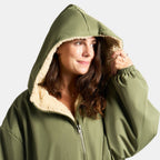 Drying Robe Waterproof Wind Resistant Changing Robe Soft Sherpa Fleece Lined Oversized Hooded Long Sleeve Coat Jacket for Kids Adults Men Women Surfing Beach Swimming Keep Dry