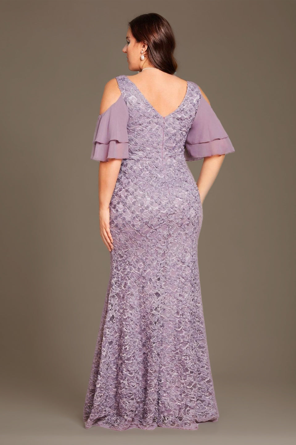 Curveins Plus Size V-Neck Long Mermaid Bodycon Maxi Dress