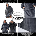 Oversized Hoodie Blanket Men Women, Ultra Soft Sherpa Fleece Warm Cosy Wearable Throw Sweatshirt Snuggle Oodies for Adults Teens with Big Pocket