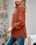 Womens Oversized Tunic Sweaters Fall Slouchy Long Sleeve Ribbed Knit Side Slit Pullover Jumper
