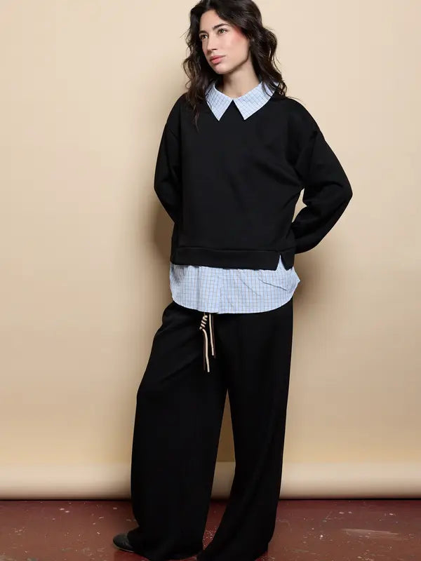 Women's two-piece set, including a top and trousers