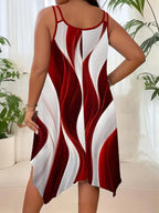 Plus Size All Over Print Asymmetrical Hem Cami Dress