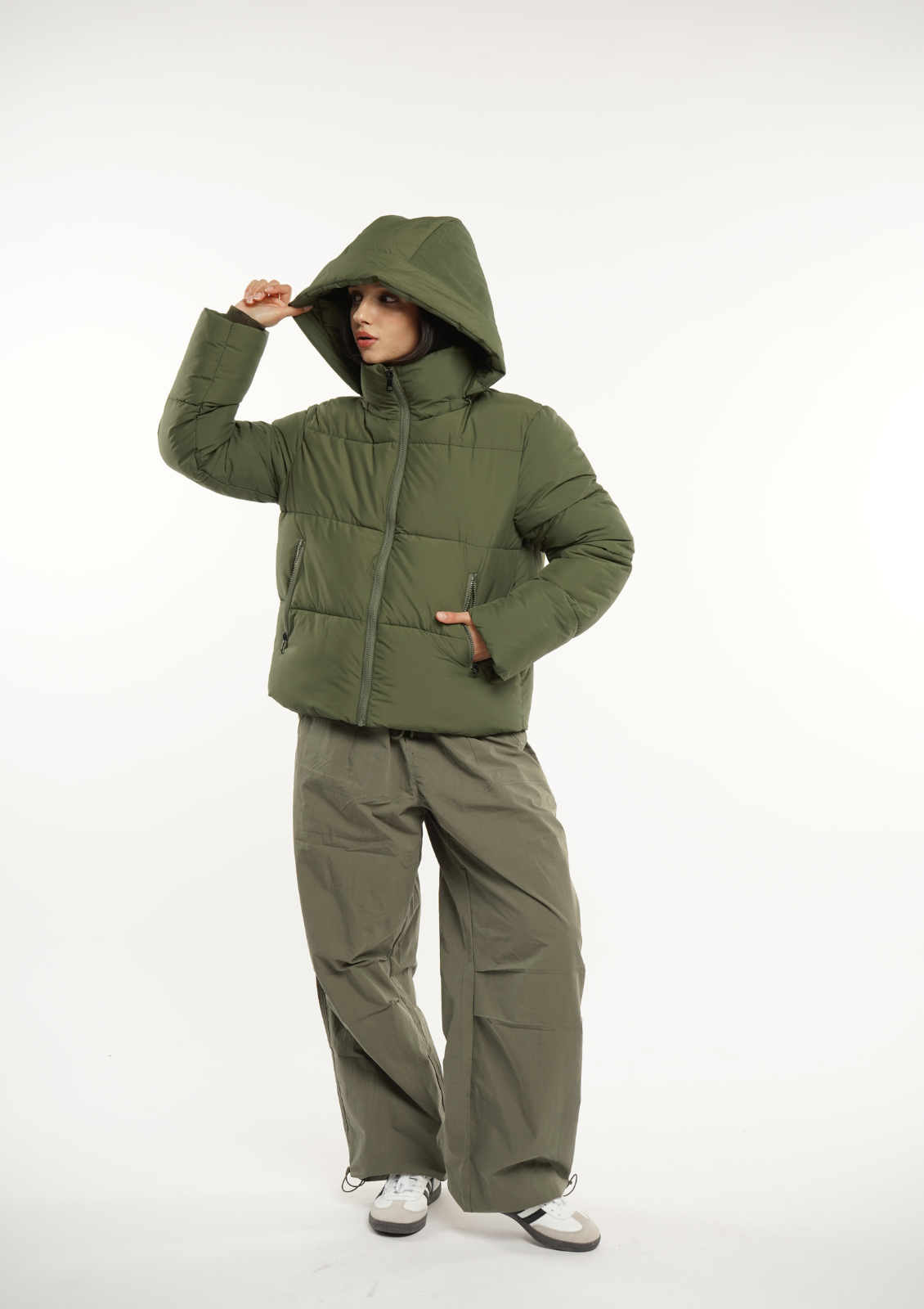 Detachable hooded down jacket