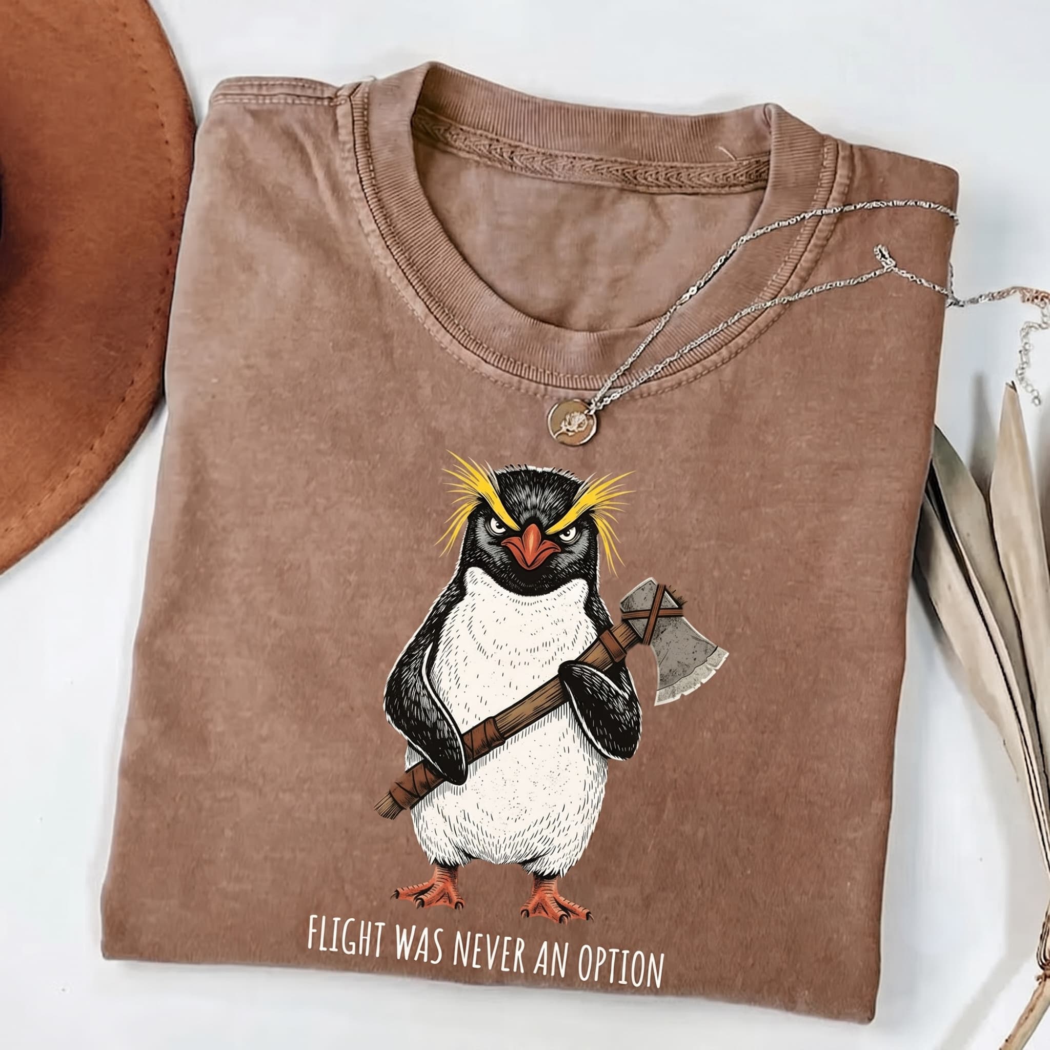 Flight Was Never an Option Comfort Penguin Meme T-shirt