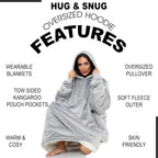 Oversized Hoodie Blanket Men Women, Ultra Soft Sherpa Fleece Warm Cosy Wearable Throw Sweatshirt Snuggle Oodies for Adults Teens with Big Pocket