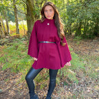 Belted Cape With Belt, High Neck with Button Fits Up To A Size30Autumn/Winter