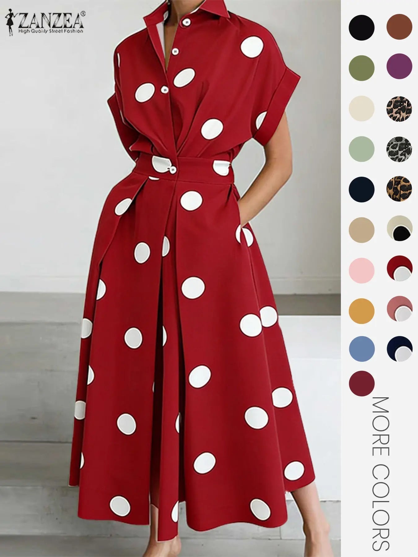 Women's Solid Color Collared Dress, Casual Short Sleeve  Dress for Summer, Ladies Clothes for Daily Wear