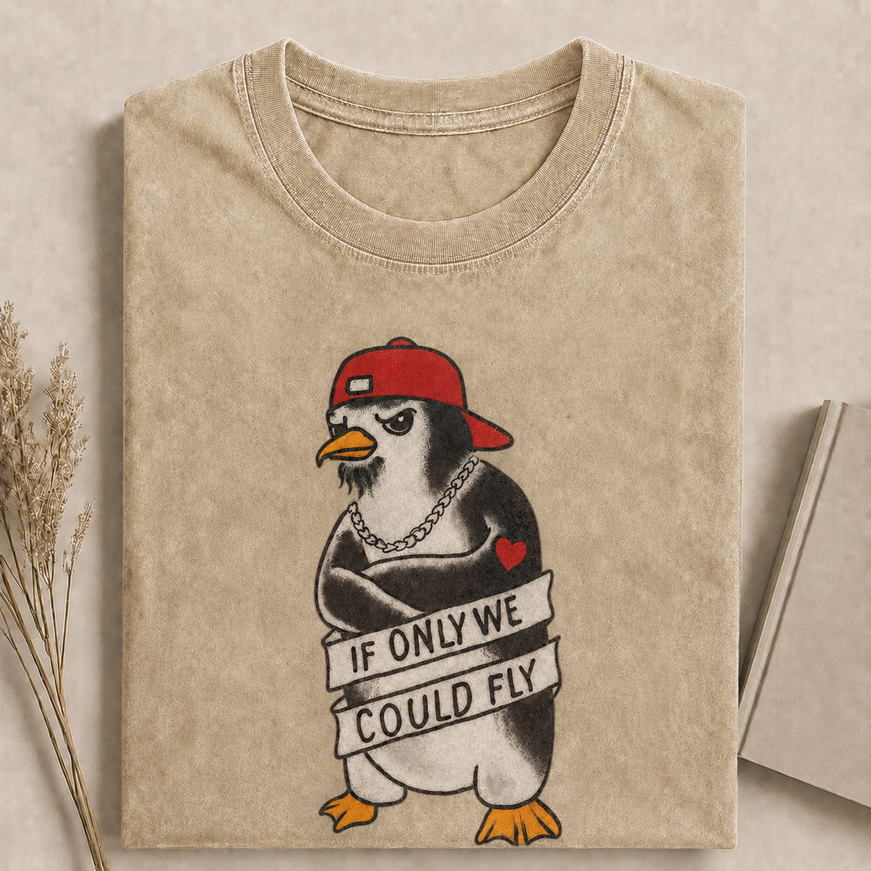 If Only We Could Fly Tattoo Penguin Comfort Colors Tee