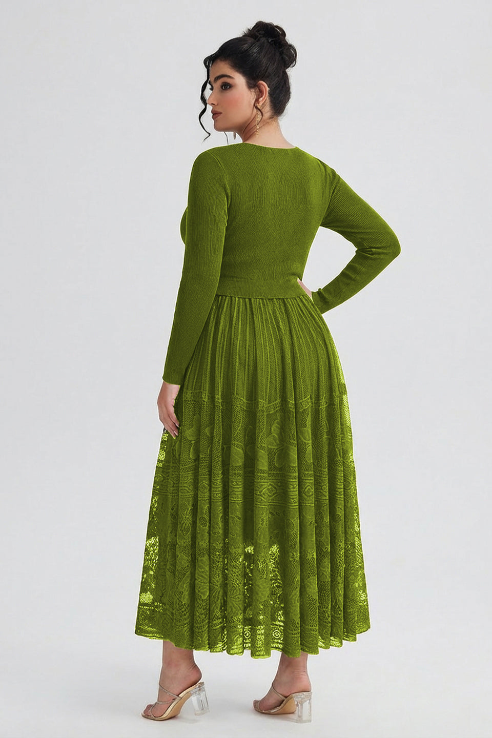 Curveins Plus Size Flowing Solid and Printed Panel Pleated Maxi Dress
