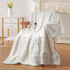 Heated Throw Blanket - Thick Tufted Sherpa Electric Blanket Throw with 10 Heating Levels and 10 Time Settings, ETL Certified Machine Washable Fast Heating Blanket Throw 50