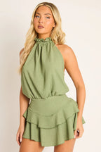 Black Textured Flippy Playsuit - Bernice