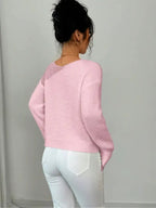 Women's Solid Color Sweater, Casual Long Sleeve Jumper for Fall & Winter, Comfortable Women's Knitwear for Daily & Party Wear