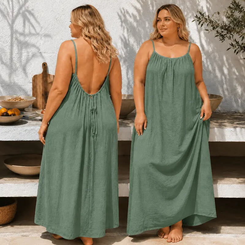 New Women's Backless Loose Fit Home Dress Sleepwear Dresses Loungewear Nightwear, Sleeveless Long Vestidos De Dormir, Womenswear, Multiple Colors & Sizes Available