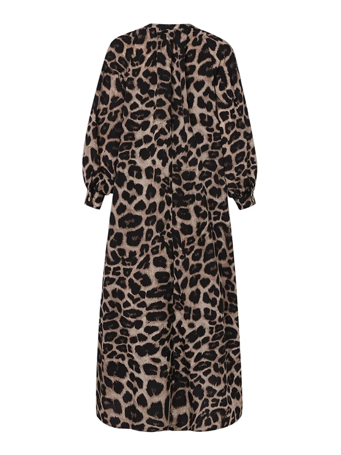 Women's Casual Boho All-Over Leopard Print Dress, Street Long Dress for Vacation Wear, Ladies Clothes for Daily Wear