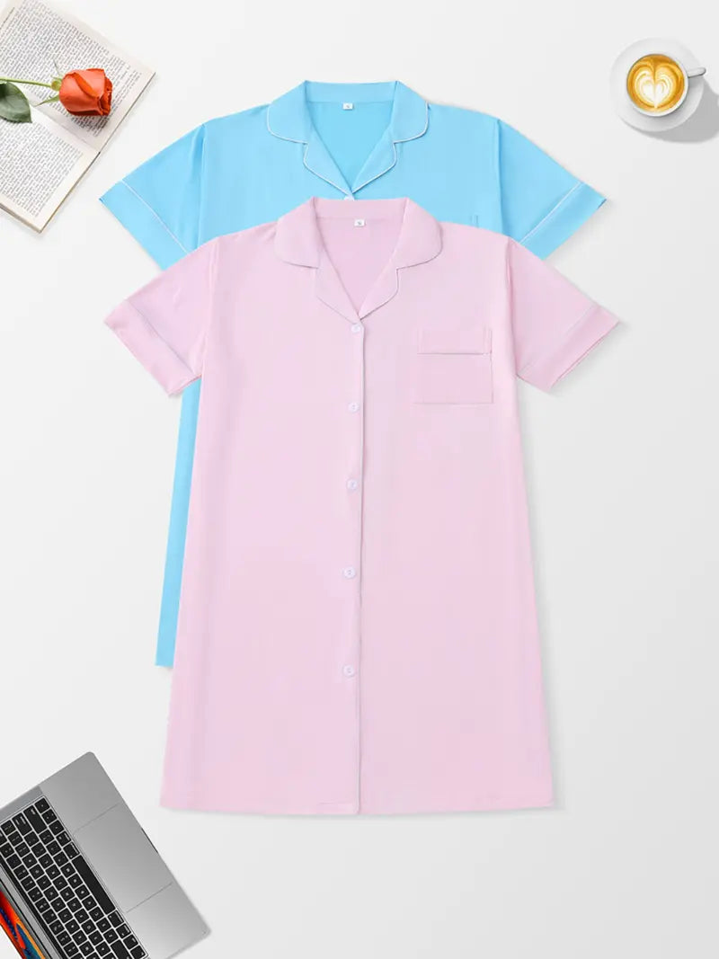 Women's Nightdress Set, Comfortable Casual Minimalist Fitted Aesthetic Homewear, Spring Summer Autumn Sleepwear Loungewear, Ladies Home Clothing, 2 Piece Outfit