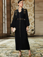 Women's Handmade Beaded Robe, Comfortable Fashion Long Dress, Elegant Evening Wear, Stylish Home Clothing