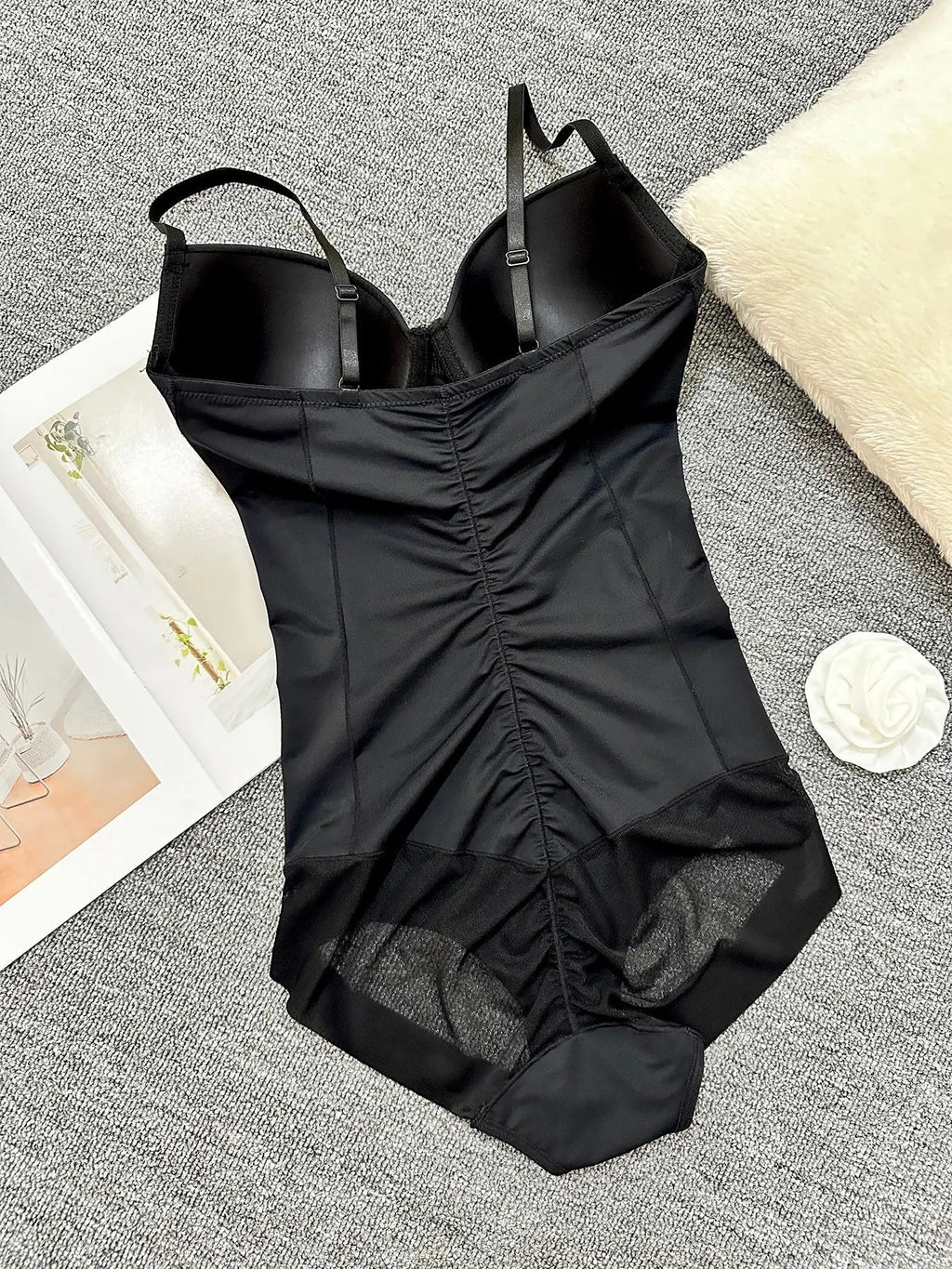 Women's Ruched Slimming Bodysuit Set, Thin Strapless Design, Perfect for Evening Gowns, All-Season Comfortable Underwear