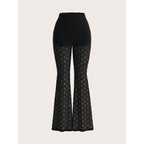 Women's High Waist Flare Lace Knit Vacation Pants