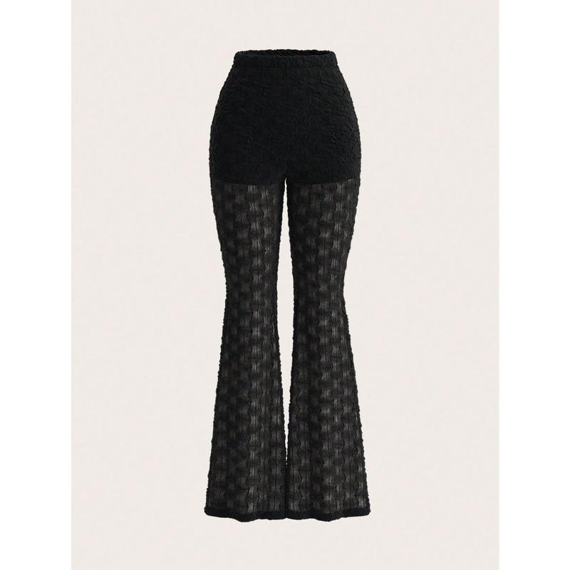 Women's High Waist Flare Lace Knit Vacation Pants