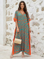 Women's Leopard Print Kaftan Robe – Loose-Fitting Beach Print Dress