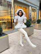 Belted Fur Hooded Coat
