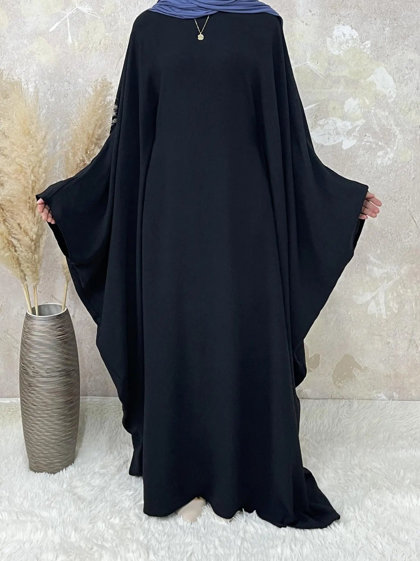 [Plus Size] Women's Solid Color Abaya, Modest Round Neck Long Sleeve Dress for Daily Wear, Ladies Islamic Clothing for All Seasons