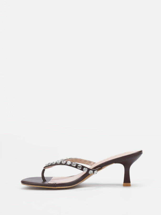 Tongs à strass et talon bobine