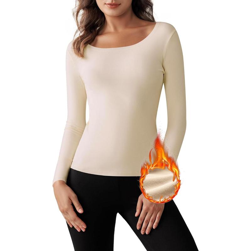 Women Long Sleeve Thermal Shirt Fleece Lined Undershirt Ultra Soft Base Layer Tops for Women Cold Weather
