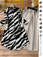 Two-piece Set Women's All Over Print Button Shirt & Wide Leg Pants, Casual Long Sleeve Collared Top & Trousers for Daily Wear, Ladies Clothes for All Seasons