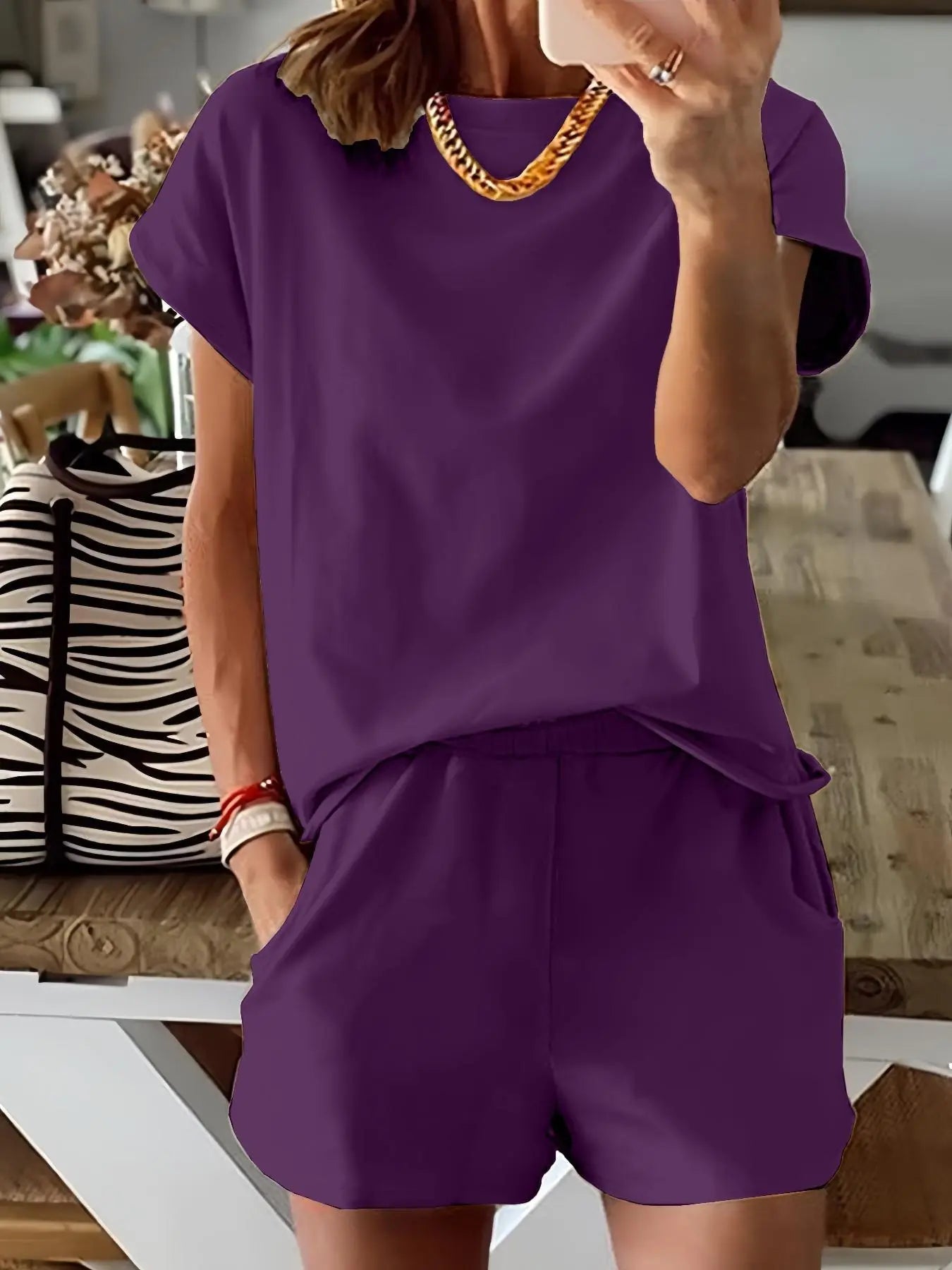 Women's Letter Print Two-Piece Set, Casual Short Sleeve T-Shirt and Sweatpants for Summer, Women's Everyday Wear