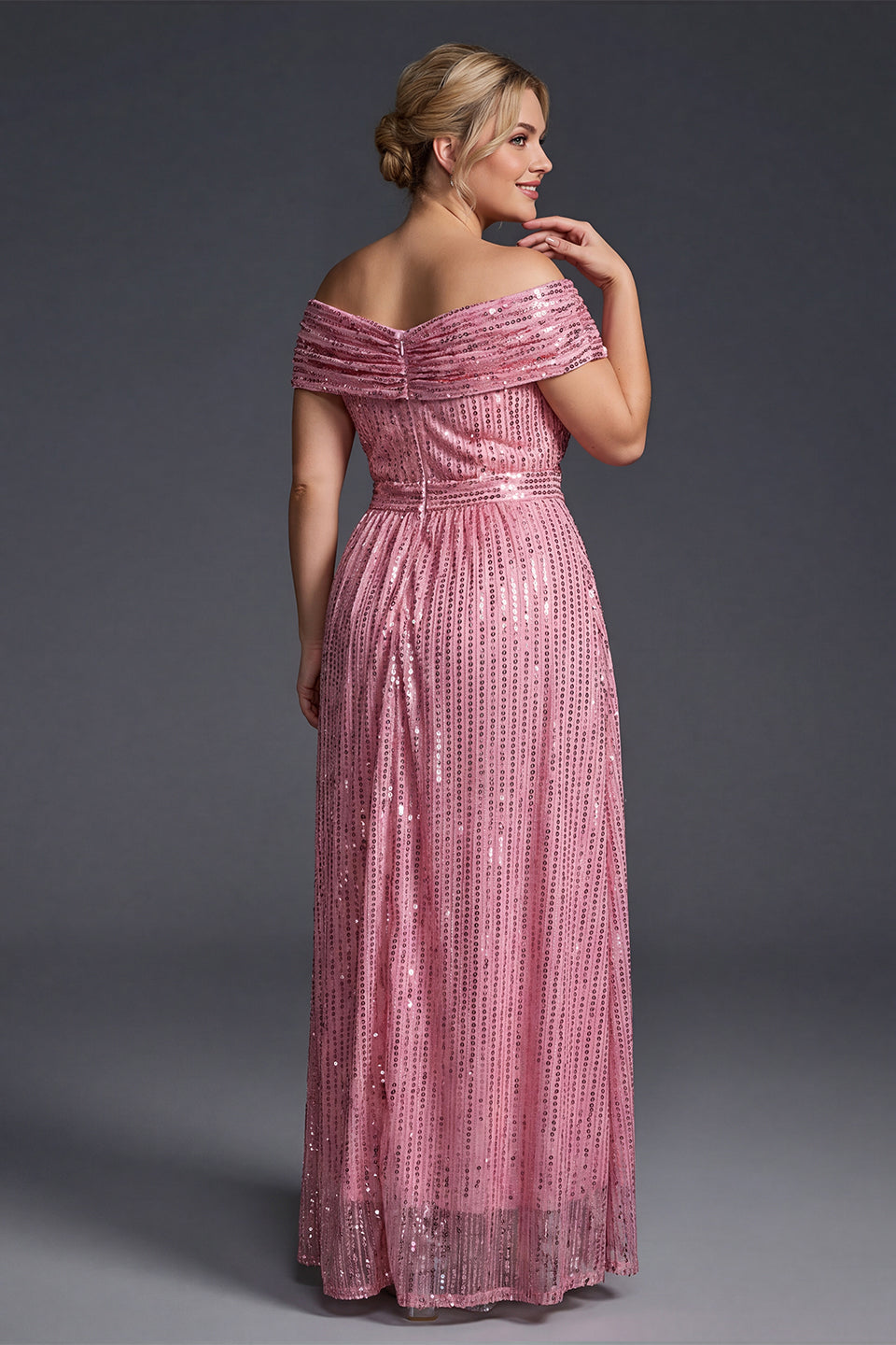 Curveins Plus Size V-Neck Sequin Maxi Dress
