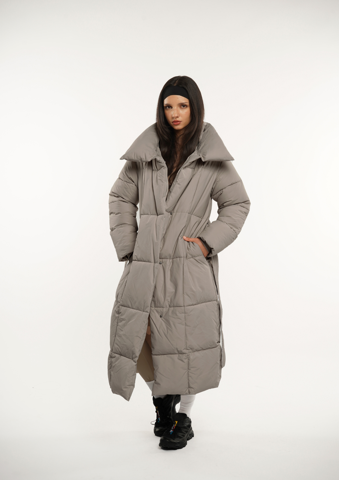 Extra Long Length Belted Button Jacket Splashproof