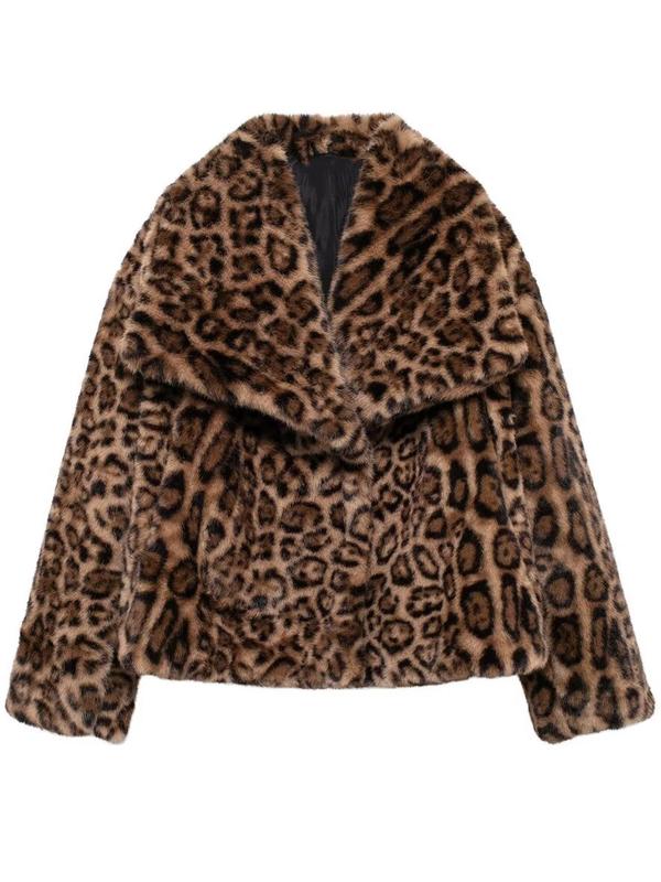 Women's Solid Color Faux Fur Fuzzy Jacket, Casual Long Sleeve Collared Fuzzy Coat for Fall & Winter, Women's Clothing for Daily Wear, Cute Tops