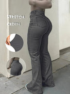 Y2K Women's High Waist Flare Leg Jeans,Casual Button Fly Pocket Design Bell Bottom Denim,Women's Bottoms for Daily Wear,000 Jeans,Fashionable And Versatile Women's Jeans,Suitable For Spring,Summer,Autumn And Winter