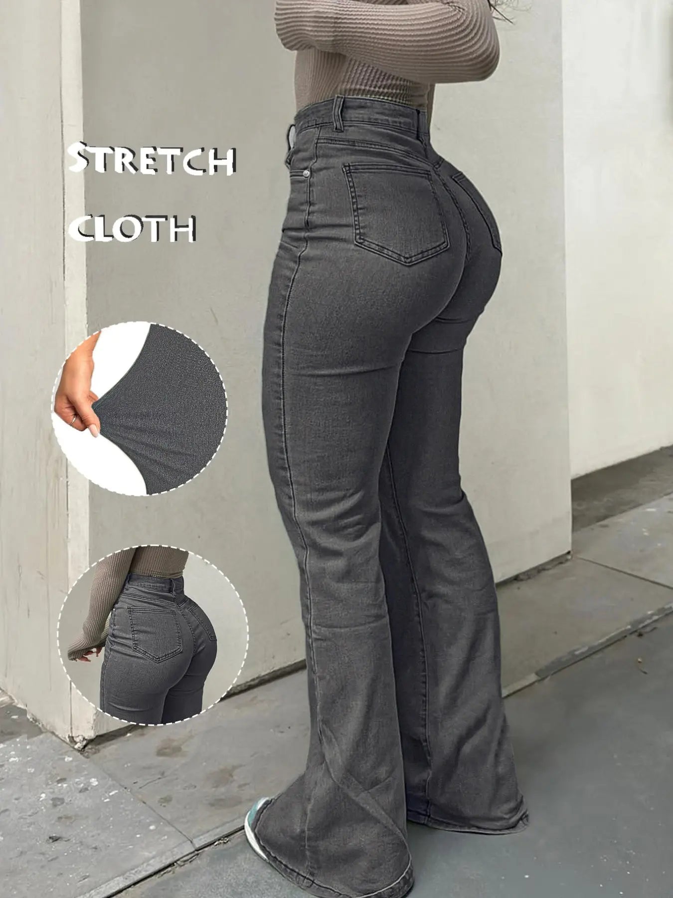 Y2K Women's High Waist Flare Leg Jeans,Casual Button Fly Pocket Design Bell Bottom Denim,Women's Bottoms for Daily Wear,000 Jeans,Fashionable And Versatile Women's Jeans,Suitable For Spring,Summer,Autumn And Winter